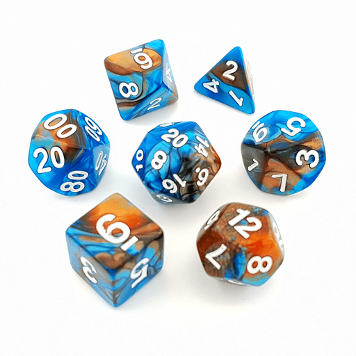 Caramel Azure | Acrylic Dice | 7 Piece Set