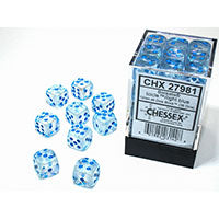 Chessex - Borealis 12mm D6 Dice Block - Luminary Icicle/light blue Luminary Dice Block