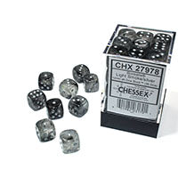 Chessex - Borealis 12mm D6 Dice Block - Luminary Light Smoke Silver Dice Block