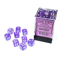 Chessex - Borealis 12mm D6 Dice Block - Luminary Purple & White Dice Block