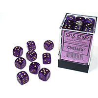 Chessex - Borealis 12mm D6 Dice Block - Luminary Royal Purple & Gold Dice Block