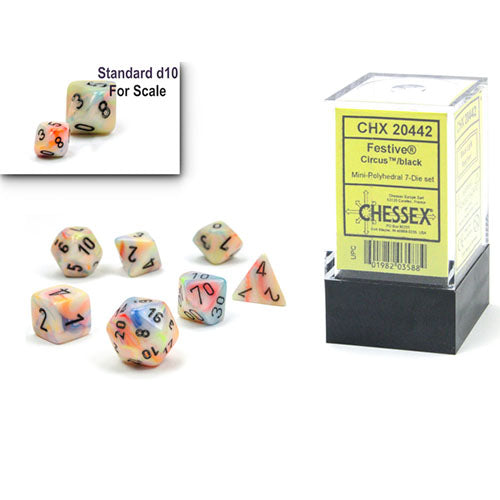 Chessex - Mini Polyhedral 7 Dice Set - Circus/Black
