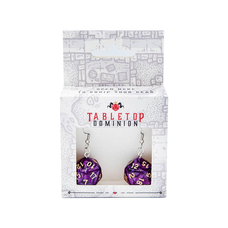 D20 Dice Earrings | Pink & White Swirl | D&D Jewelry