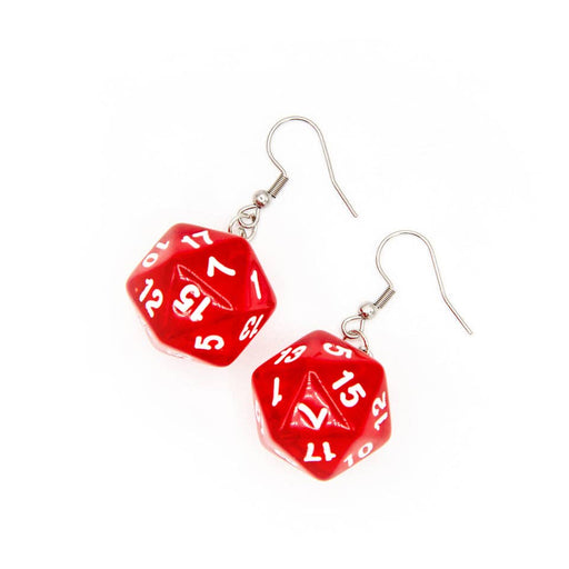D20 Dice Earrings | Transparent Red | D&D Jewelry