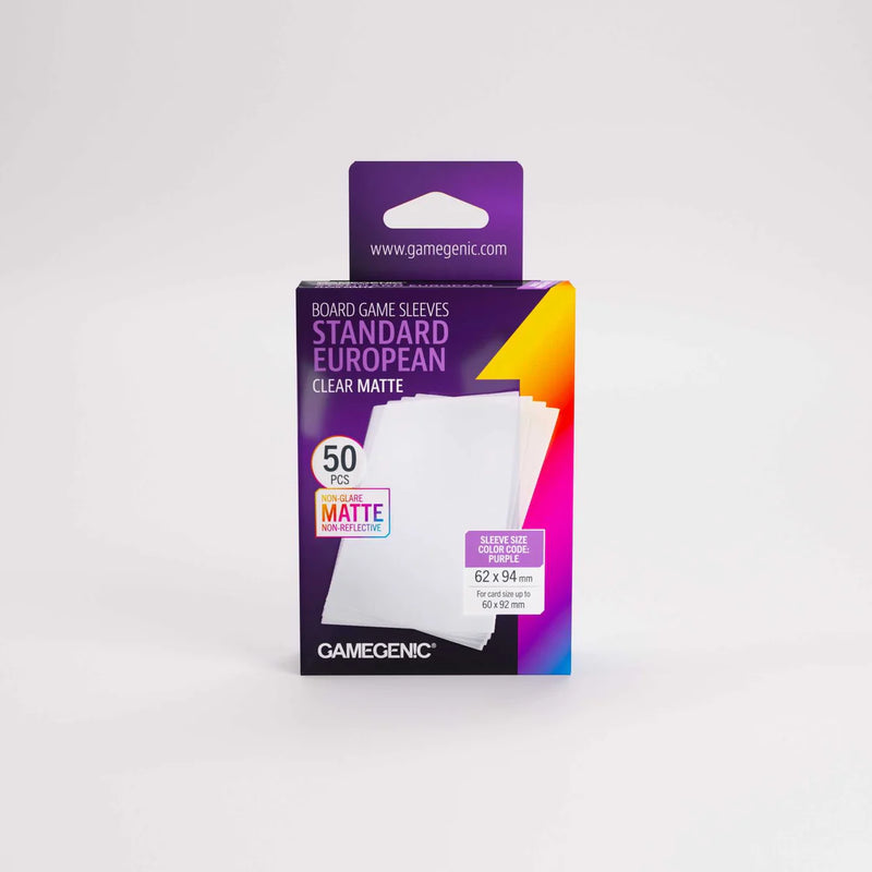 Gamegenic Board Game Sleeves Standard European Clear Matte 50 ct.