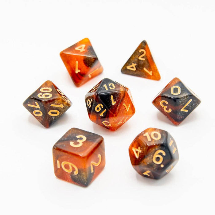 Golden Licorice | Acrylic Dice | 7-Polyhedral Set
