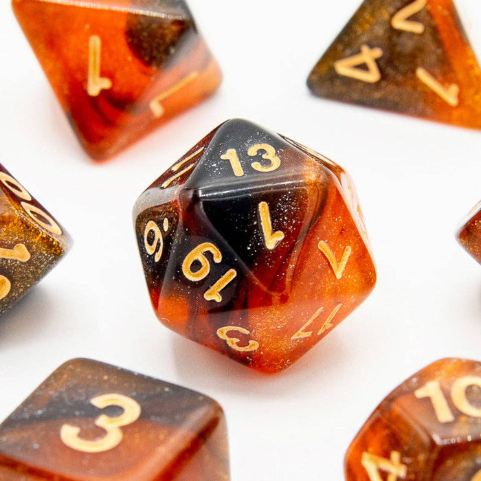 Golden Licorice | Acrylic Dice | 7-Polyhedral Set