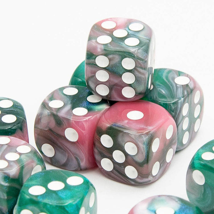 Iridescent D6 Dice Set | Pink Green | RPG 12 Pack