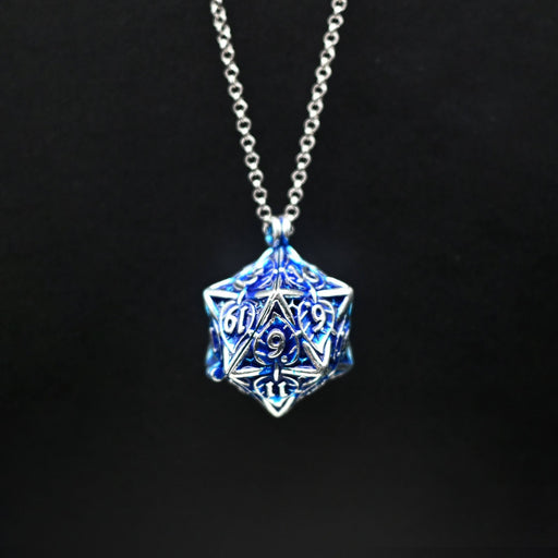 Leaflock | Frosted Silver D20 Pendant Necklace with Mini Metal Dice
