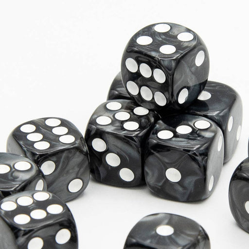 Pearl D6 Dice Set | Black | RPG 12 Pack | Round Edge