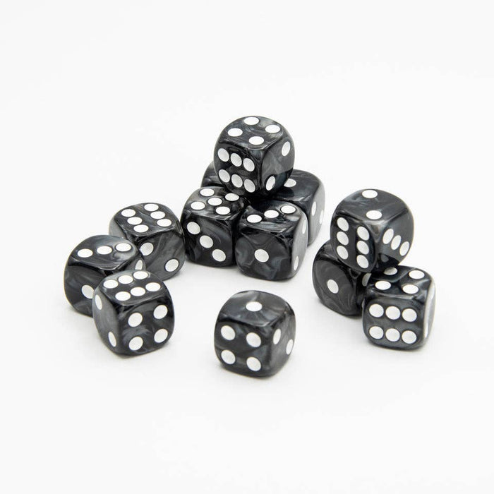 Pearl D6 Dice Set | Black | RPG 12 Pack | Round Edge
