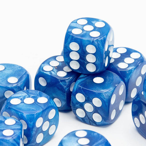 Pearl D6 Dice Set | Blue | RPG 12 Pack | Round Edge