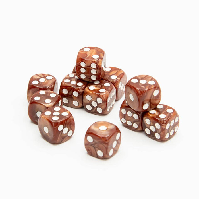 Pearl D6 Dice Set | Coffee | RPG 12 Pack | Round Edge
