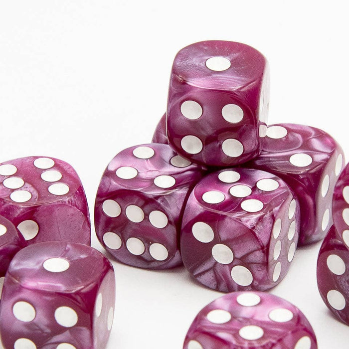 Pearl D6 Dice Set | Fuchsia | RPG 12 Pack | Round Edge