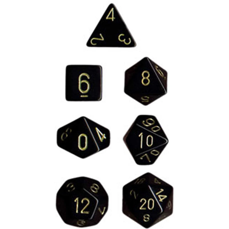 Polyhedral Dice: Opaque - Black with Gold