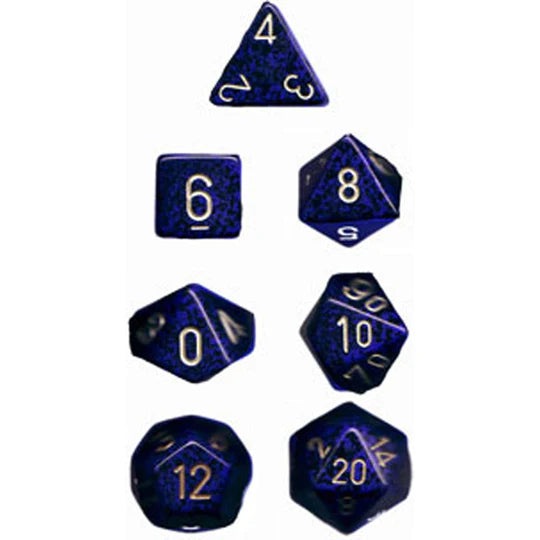 Polyhedral Dice: Speckled - Golden Cobalt 7