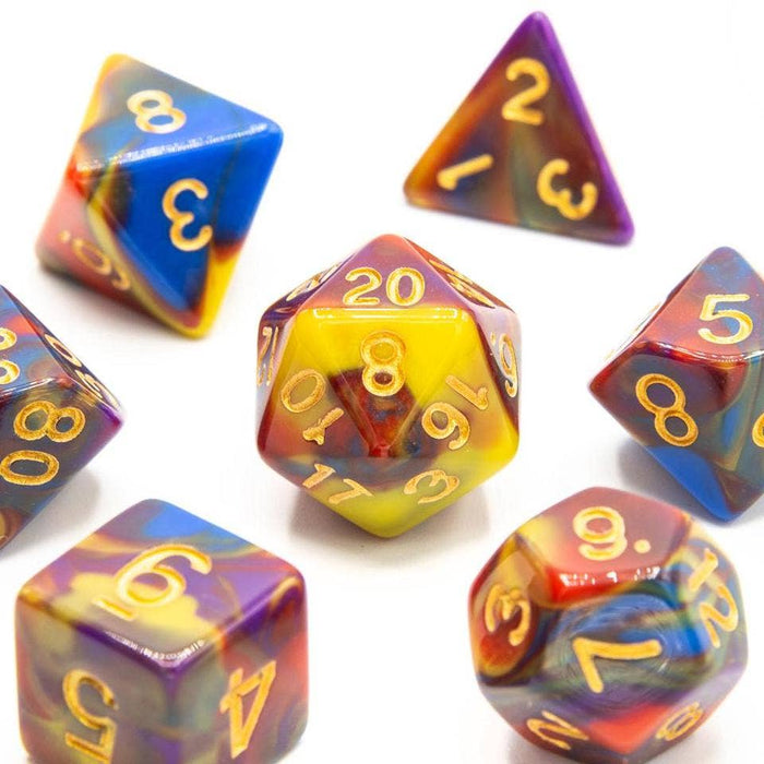 Rainbow Vortex | Acrylic Dice | 7-Polyhedral Set