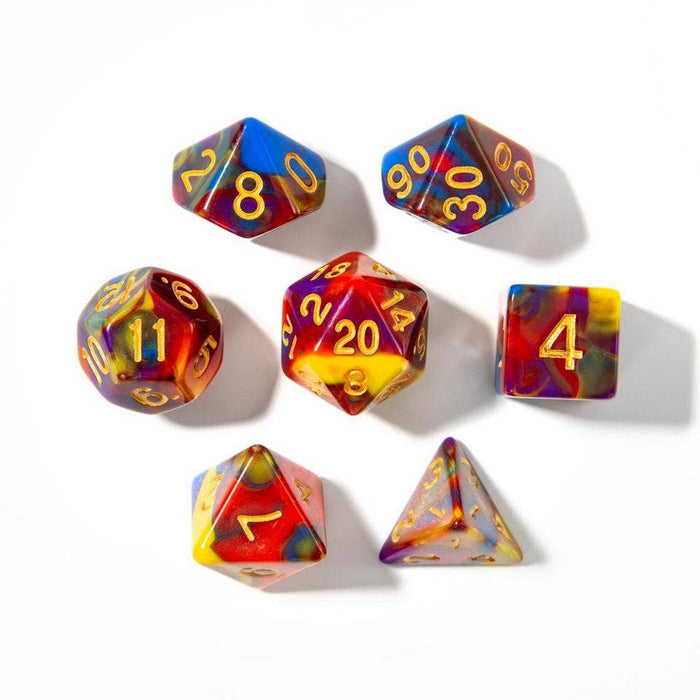 Rainbow Vortex | Acrylic Dice | 7-Polyhedral Set