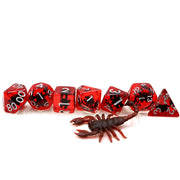 Red Scorpions | Resin Inclusion Dice | 7 Piece Set