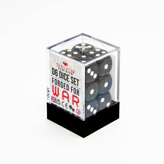 Transparent D6 Dice | Black | Round Edge | RPG | 12 Pack