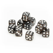 Transparent D6 Dice | Black | Round Edge | RPG | 12 Pack