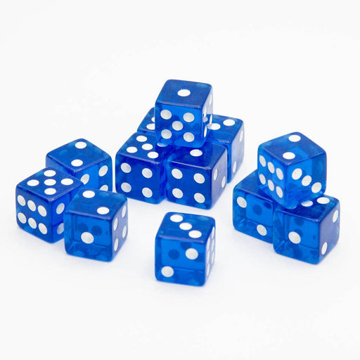 Transparent D6 Dice | Dark Blue | Square Edge | RPG 12 Pack