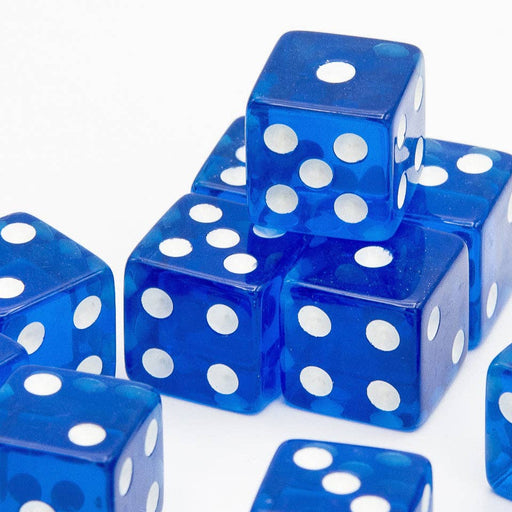 Transparent D6 Dice | Dark Blue | Square Edge | RPG 12 Pack