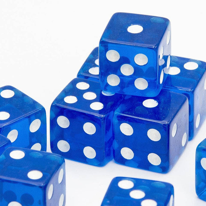 Transparent D6 Dice | Dark Blue | Square Edge | RPG 12 Pack
