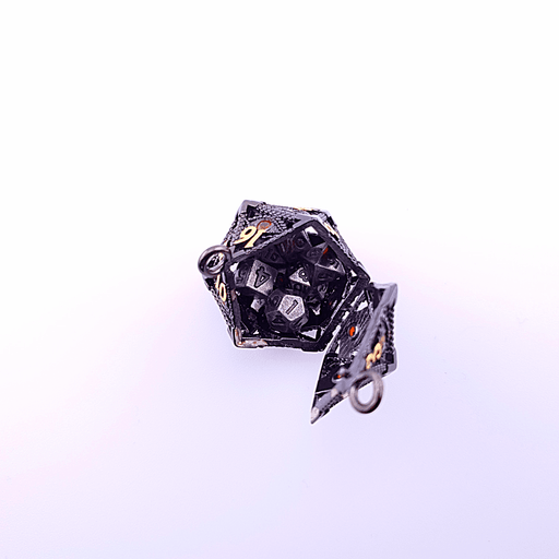 Vaultstone | D20 Keyring w/Mini Dice | Black/Orange Eye