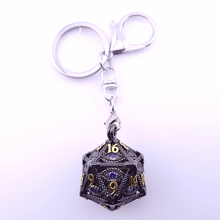 Vaultstone | D20 Keyring w/Mini Dice | Black/Purple Eye