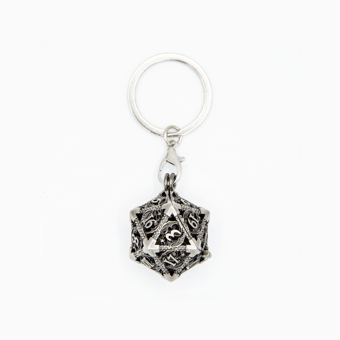 Wyvern's Vault | D20 Keyring w/Mini Dice | Nickel