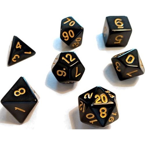 Sirius Dice Set : Solid Black & Gold